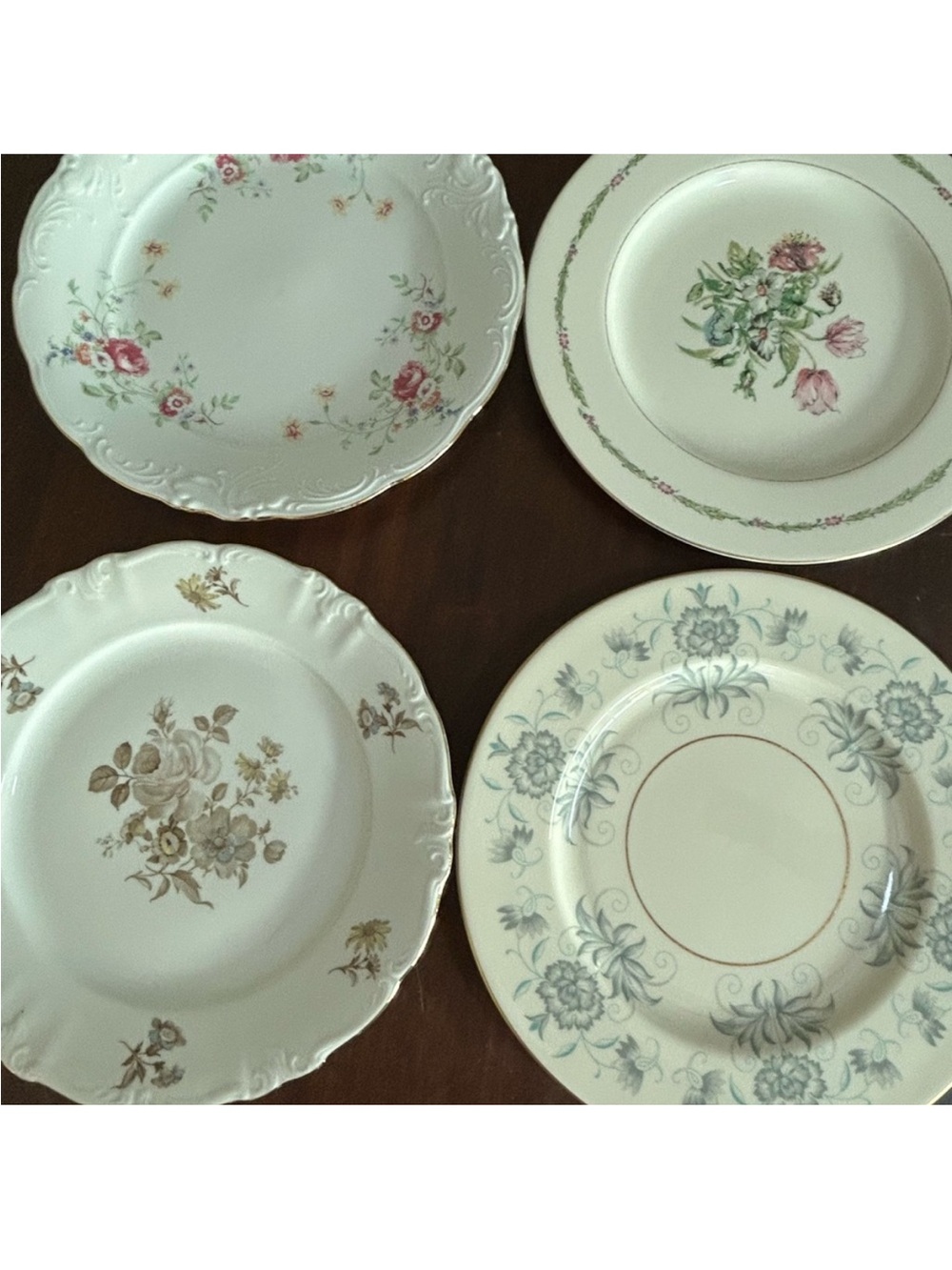 4 Vintage China Dinner Plates